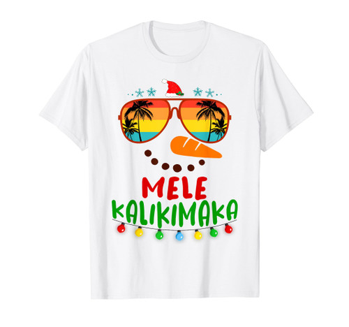 Mele Kalikimaka Hawaii Christmas Snowman Beach T-Shirt Mele Kalikimaka Hawaii Christmas Snowman Beach T-Shirt