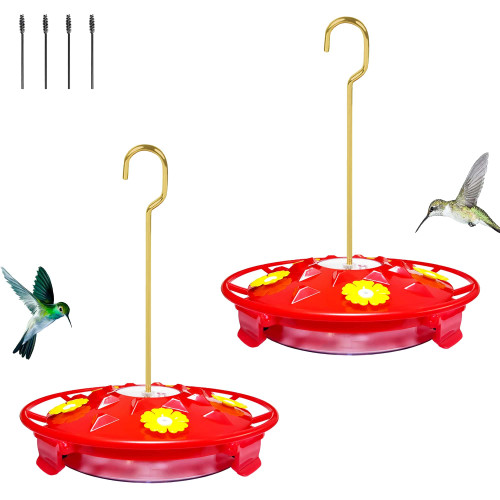 Hummingbird Feeders for Outdoors Hanging (2 Pack), 20 Feeding Ports, 10 oz, Built-in Rubber Ring for Leak-Proof, Easy to Refill & Clean, Plastic Saucer Hummingbird Feeder, with Cleaning Brushes Hummingbird Feeders for Outdoors Hanging (2 Pack), 20 Feeding Ports, 10 oz, Built-in Rubber Ring for Leak-Proof, Easy to Refill & Clean, Plastic Saucer Hummingbird Feeder, with Cleaning Brushes