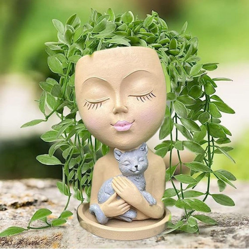 Face Planters Pots Head For Outdoor And Outdoor Plants, Cute Lady Face Flower Pot Head Planter, Resin Succulent Planters Lady Plant Pots Planter With Drainage Hole, Diy Gifts For Family And Friends Face Planters Pots Head For Outdoor And Outdoor Plants, Cute Lady Face Flower Pot Head Planter, Resin Succulent Planters Lady Plant Pots Planter With Drainage Hole, Diy Gifts For Family And Friends