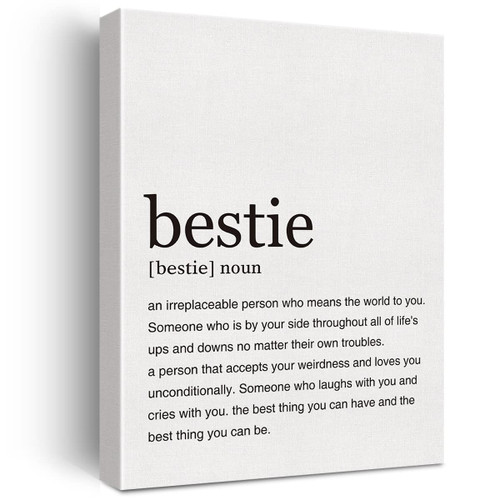 LEXSIVO Bestie Definition Print Canvas Wall Art Home Office Decor Modern Quote Painting 12x15 Canvas Poster Framed Ready to Hang Artwork Best Friend Gift
