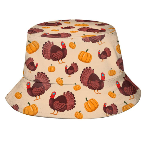 Thanksgiving Turkey Bucket Hat Packable Summer Sun Hats Outdoor Fisherman Cap for Women Men