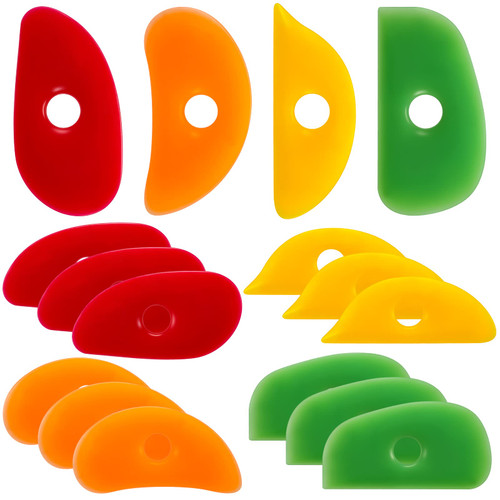 12 Pcs Soft Rubber Rib for Pottery Clay Silicone Ceramics Tools Multi Styles Pottery Rubber Clay Ceramic Ribs for DIY Smooths Shapes Sculpting Pottery Ceramics Clay Tool (Classic Color, Classic Style)