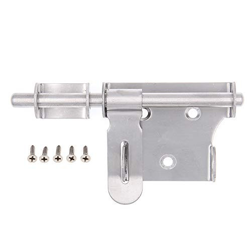 LWZH Sliding Bolt Gate Door Latch Lock, 6 Inch Stainless Steel Security Barrel Latch Hasp with Padlock Hole for Fence Interior Door Brushed Finish 1 Pack