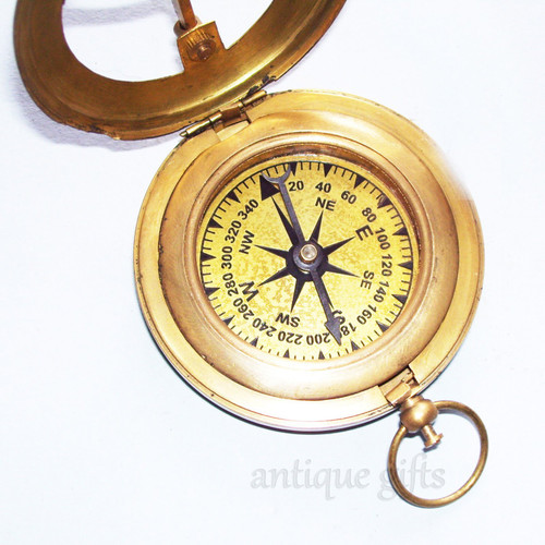 Shaheera Nautical Brass Push Button Direction Sundial Compass - Pocket Sundial Compass A Shaheera Nautical Brass Push Button Direction Sundial Compass - Pocket Sundial Compass A