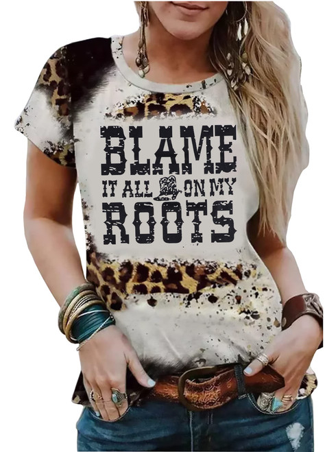 Blame It All On My Roots Shirt Women Casual Country Music Short Sleeve T-Shirt Retro Western Bleached Shirts Blame It All On My Roots Shirt Women Casual Country Music Short Sleeve T-Shirt Retro Western Bleached Shirts