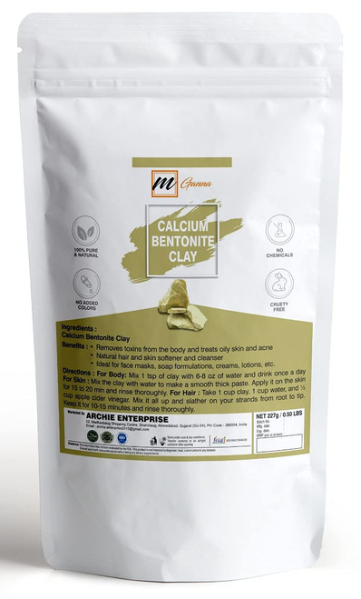 mGanna 100% Natural Calcium Bentonite Clay (Food Grade) for Body Detox, Facial Masks, Creams, Body Wraps, Skin Tightening, and Soap Making 2 LBS / 908 GMS mGanna 100% Natural Calcium Bentonite Clay (Food Grade) for Body Detox, Facial Masks, Creams, Body Wraps, Skin Tightening, and Soap Making 2 LBS / 908 GMS