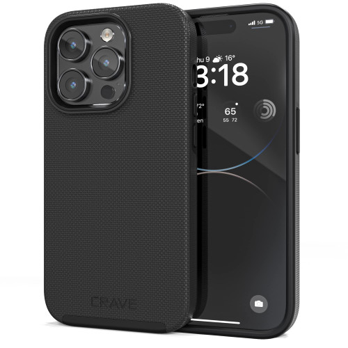 Crave Dual Guard for iPhone 14 Pro, Shockproof Protection Dual Layer Case for Apple iPhone 14 Pro (6.1") - Black