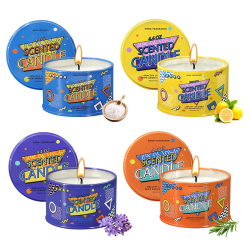 Aromatherapy Candles 4-Pack, Scented Soy Wax Candles - Vanilla, Ocean, Lemon and Lavender Fragrances for Long-Lasting Relaxation