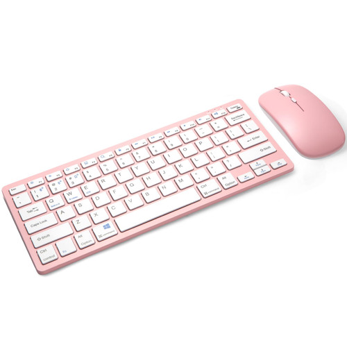 Bluetooth Wireless Keyboard and Mouse Combo, Ultra Thin Portable Multi-Device Wireless Keyboard and Mouse Combo for Windows, Computer, iPad, MacBook, Tablet, Laptop, PC,Desktop-Pink