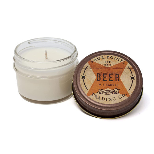 Beer Scented 4 Oz Soy Aromatherapy Candle w/Jar - Four Points Trading Co.