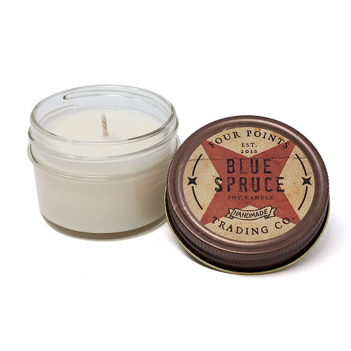 Four Points Trading Co. Blue Spruce 4 Oz Scented Soy Aromatherapy Candle w/Jar