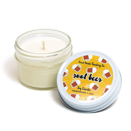 Four Points Trading Co. Pop Scents Root Beer 4 Oz Scented Soy Aromatherapy Candle w/Jar