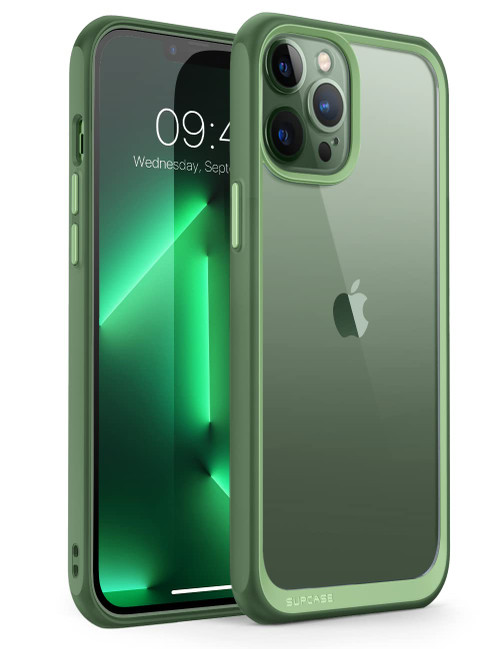 SUPCASE Case for iPhone 13 Pro Max (2021) 6.7 Inch, Transparent Slim Protection Hybrid Case [Unicorn Beetle Style] Bumper TPU Shockproof (Dark Green)