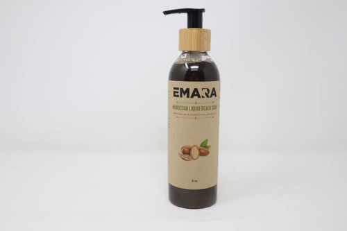 EMARA Moroccan Liquid Black Soap - 100% organic Moroccan black soap with Moroccan Argan Oil and Olive Oil for Acne, Dry Skin, Deep Moisturising, Scars and Dark Spots - Suitable for All Skin Types