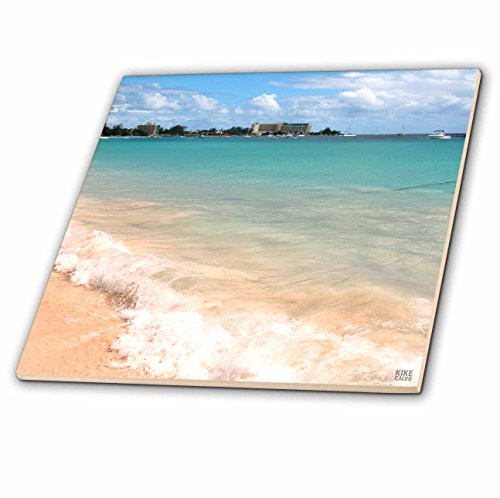 3dRose ct_37696_4 Beach at Boat Yard Beach Resort, Located Next To Bayshore Carlisle Bay in Bridgetown Ceramic Tile, 12-Inch