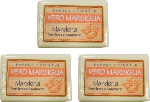 Saponeria Nesti Firenze:"Vero Marsiglia" Almond Soap 5.29 Ounce (150gr) Packages (Pack of 3) [ Italian Import ]