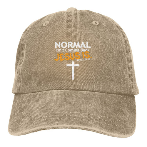 Normal Isn't Coming Back Jesus is Baseball Cap God Bless America Trucker Hat Christ Christian Hat Brown