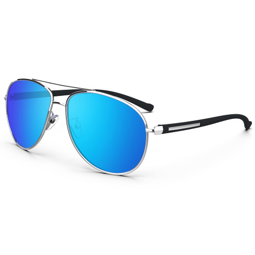 SUNTRONS Aviator Sunglasses for Men Women, Classic Sunglasses Men Aviators Style, Polarized Sunglasses with Mirrored Lens Metal Frame (Silver Frame & Ice Blue Lens) SUNTRONS Aviator Sunglasses for Men Women, Classic Sunglasses Men Aviators Style, Polarized Sunglasses with Mirrored Lens Metal Frame (Silver Frame & Ice Blue Lens)