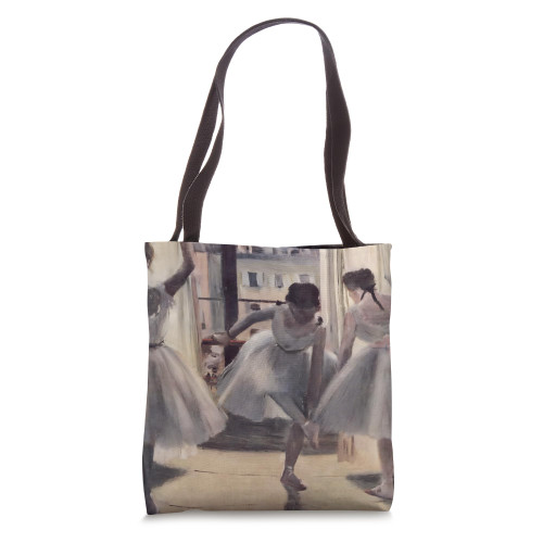 Three Dancers in an Exercise Hall by Edgar Degas Tote Bag