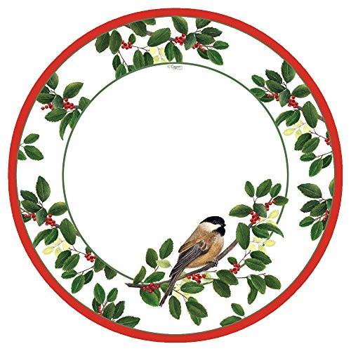 Entertaining with Caspari Winter Songbirds Dinner Plates, 8-Pack