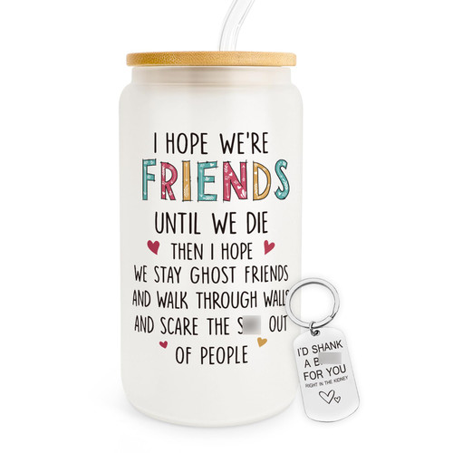 Birthday Gifts for Women Best Friends- Friendship Gifts for Women Friends - Christmas Gifts for Friends Female - Bestie Gifts for Women - Friends Themed Gifts - Funny Bff Gifts - 16oz Glass Cup
