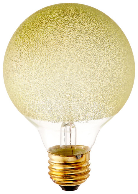 Bulbrite 40G25/ICE Crystal Collection Incandescent G25 Globe Light with Ice Finish and Medium Base, 40-watt, Amber