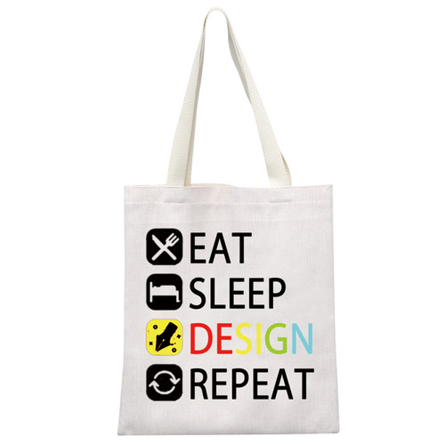 MEIKIUP Designer Gift Eat Sleep Design Repeat Makeup Bag Gift for Interior Designer Graphic Designer (Design Repeat Tote Bag)