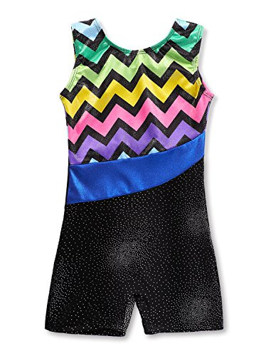 One-piece Shiny Rainbow Camisole Gymnastics Leotard for Girls Dance Athletic Biketard (170 for 14-15Y, Sea Wave)