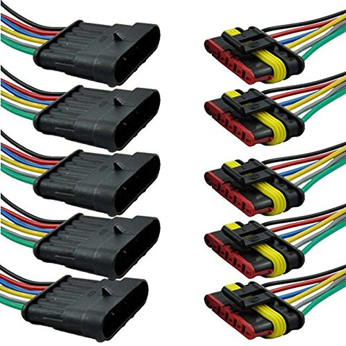 Etopars 5 X 6 Pin Way Car Auto Waterproof Electrical Connector Plug Socket Kit with Wire AWG Gauge Marine