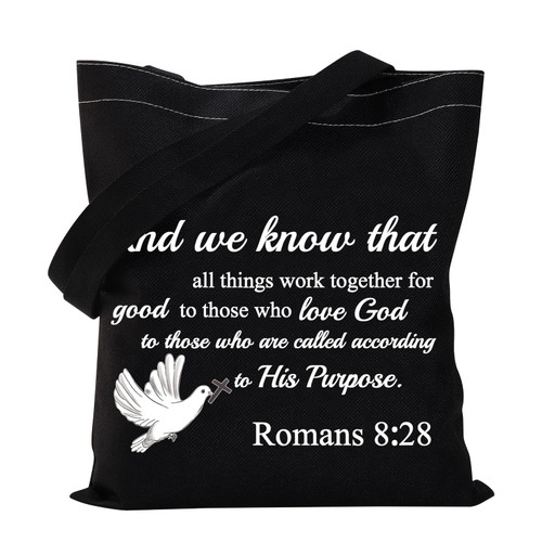VAMSII Romans 8: 28 Tote Bag Christian Shoulder Bag Bible Verse Gift Bags Scripture Canvas Tote Bag Religious Christian Gifts (Romans 8: 28 Black Tote) VAMSII Romans 8: 28 Tote Bag Christian Shoulder Bag Bible Verse Gift Bags Scripture Canvas Tote Bag Religious Christian Gifts (Romans 8: 28 Black Tote)