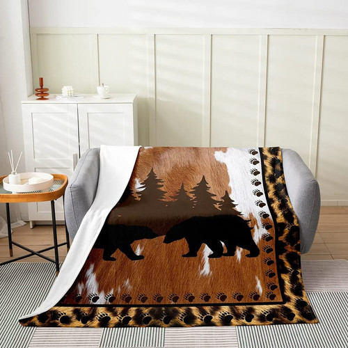 Kids Cow Fur Flannel Fleece Throw Blanket Deer Bear Fuzzy Blanket Rustic Cabin Country Western Farmhouse Style All Season Bed Blanket Wild Animal Brown White Plush Blanket Bedroom Throw 50"x60" Kids Cow Fur Flannel Fleece Throw Blanket Deer Bear Fuzzy Blanket Rustic Cabin Country Western Farmhouse Style All Season Bed Blanket Wild Animal Brown White Plush Blanket Bedroom Throw 50"x60"