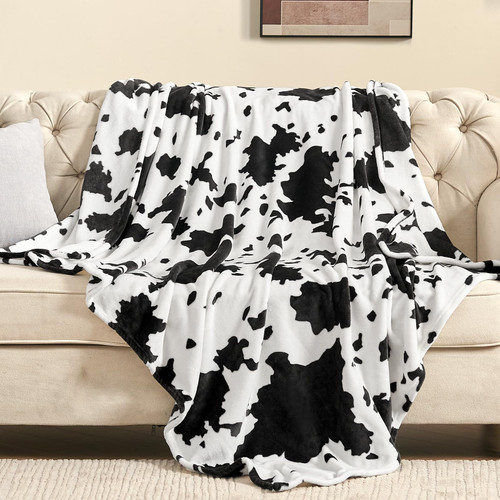 inhand Cow Print Blanket, Fuzzy Cow Print Throw Blankets for Couch, Cow Throw Blanket for Adults, Soft Warm Plush Cow Blanket, Cute Flannel Fleece Throw Blankets, 40''x60''