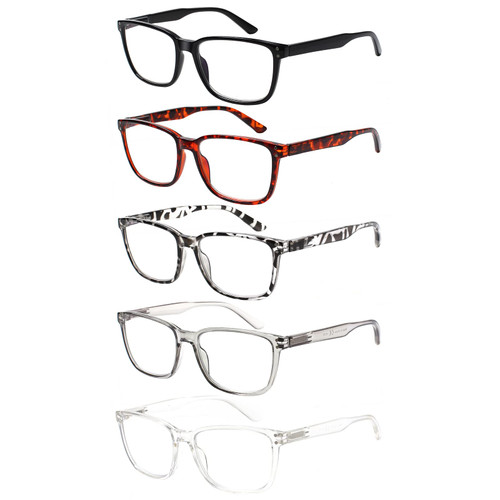 JOSCHOO 5 Pack Reading Glasses Blue Light Blocking for Women Men Spring Hinge Anti Eyestrain Glare Computer Readers (5 Mix Clour, 3.00, multiplier_x)