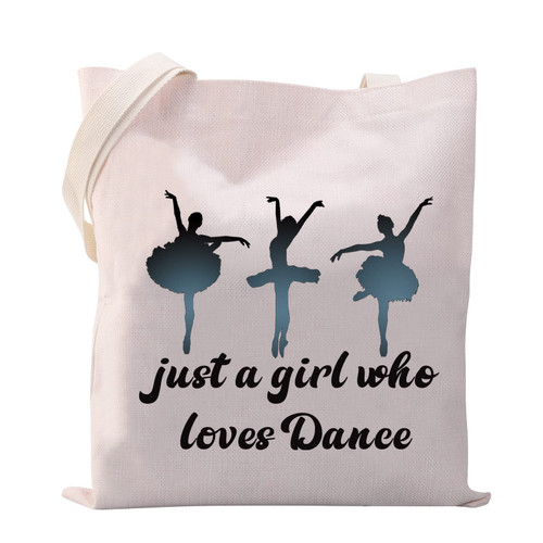 VAMSII Dancer Tote Bag just a Girl who Loves Dance Shoulder Bag Dance Lover Gifts Ballerina Gift Bag Ballet Girl Gifts(Tote Bag)