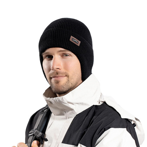 JoraLion Warm Winter Beanie Men Women Stylish Knitted Hats Cuffed Beanie Unisex Plain Cap Black