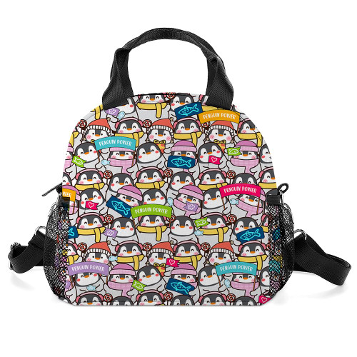 Cute Banner Penguin Lunch Box, Insulated Lunch Bag Reusable Leakproof Lunch Tote Bag, Cute Cooler Tote Bag?Cute Penguins?