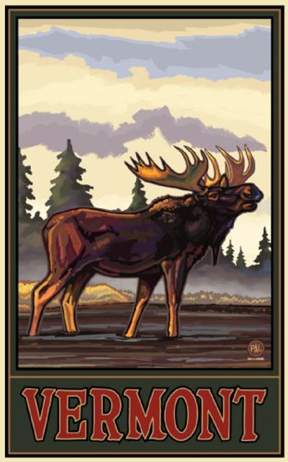 Northwest Art Mall Vermont Moose Wall Art Unframed Poster Print by Paul A. Lanquist, 11-Inch by 17-Inch