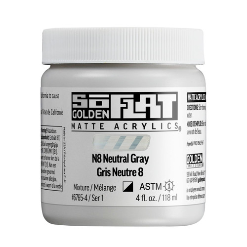 Golden SoFlat Acrylics, N8 Neutral Gray, 4 fl. oz./ 118 ml Jar