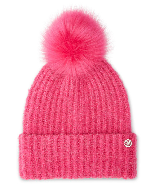 STEVE MADDEN Women's Heathered Rib Knit Beanie, HOT Pink