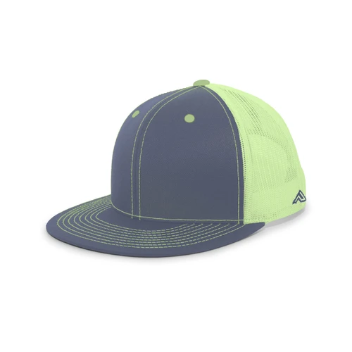 Pacific Headwear Standard D-Series Trucker Snapback Cap, Graphite/Neon Yellow/Graphite, One Size