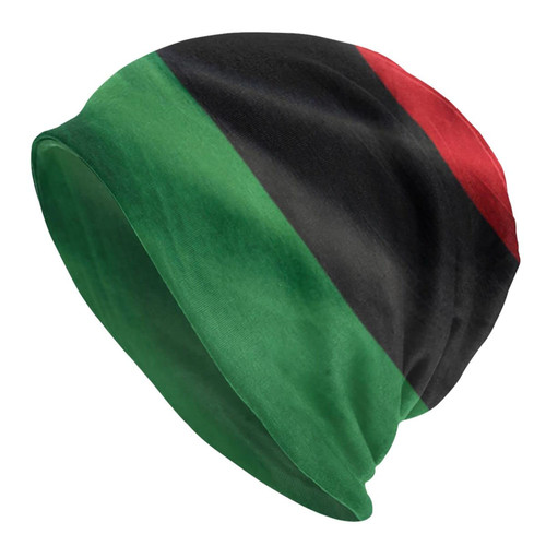 Funny Club Beanie Hat for Men Women Ruffled Pan African Flag Unisex Soft Chunky Winter Hat Cuffed Plain Skull Knit Warm Ski Cap