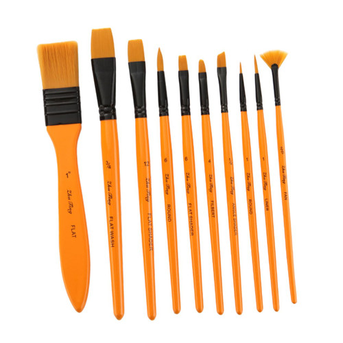 TEHAUX 10 Pcs Nylon Brushes for Painting Paintbrushes Painting Brush Round Tip Painting Kits Drawing Brushes Major Paint Brush Bamboo