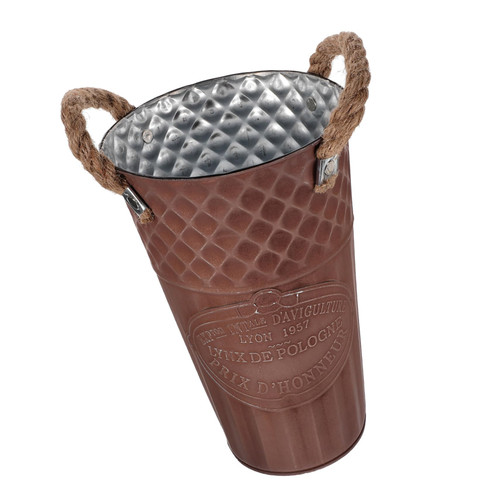 Gogogmee Retro Old Flower Bucket Tin Flower Planter Metal Vase Tin Planter Pot Metal Umbrella Bucket Dried Flower Bucket French Floor Vase Pitcher Jug Vase Iron Hug Bucket Office Galvanized