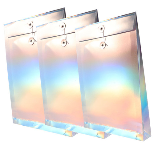 KALLORY 3Pcs Folder a4 File Envelope File File Holder Holographic Paper File Holder Folder Colorful Aluminum Portfolio Storage Clothing Office