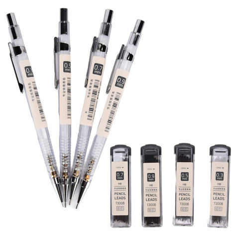 Zerodis Mechanical Pencil Set, 4pcs Drafting Pencil with 4 Sizes 0.3mm 0.5mm 0.7mm 0.9mm for Artists, Sketching Mechanical Pencils, Pencil, Mechanical Drawing Pencils