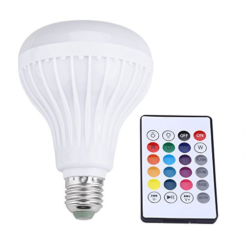 Zerodis Bluetooth Light Bulb Speaker, Wireless 12W LED RGB Color Changing Smart Music Play Bulb Lamp with Remote Control