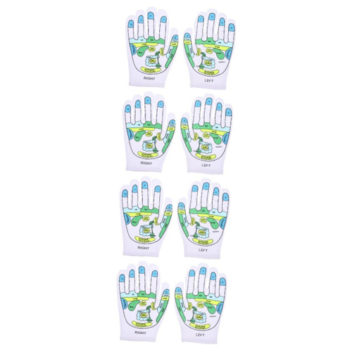 Veemoon 4 Pairs Acupressure Printed Gloves Reflexology Gloves Acupoint Gloves Foot Spa Massager Heated Massager Acupressure Cahrt Massager Mitts Massage Supply Convenient Massage Gloves