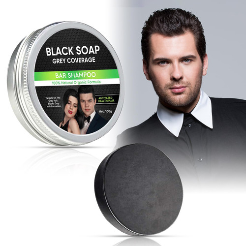 Black Soap for Gray Hair, Gray Reverse Bar Soap for Restore Natural Hair Color & Gray Hair Coverage, Cover Gray Hair Reverse Bar Soap to Hair Darkening, Unisex