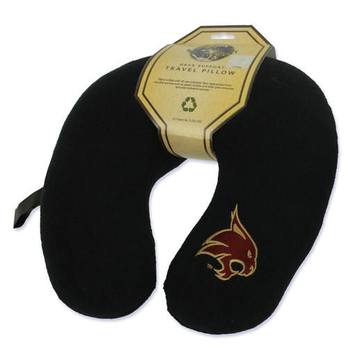 NCAA Southwest Texas State Bobcats Embroidered U-Shaped Fleece Travel Neck Pillow, Black