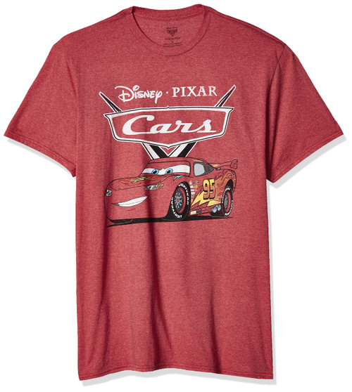 Disney Men's Cars Lightning McQueen T-Shirt, Red Heather, X-Large